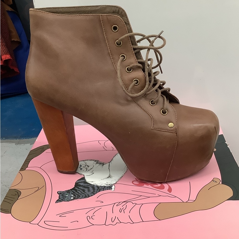 Jeffrey Campbell Brown Lace Up Platform Boots